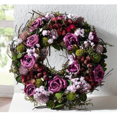 Декоративный венок "Лиловые розы" Д 25 см
